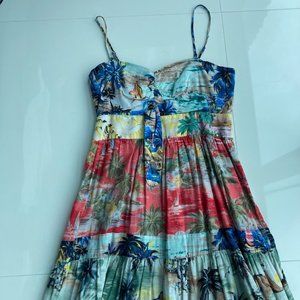 ZIMMERMANN Womens Tie Front Juliette Tropical Print Maxi Dress Size 1